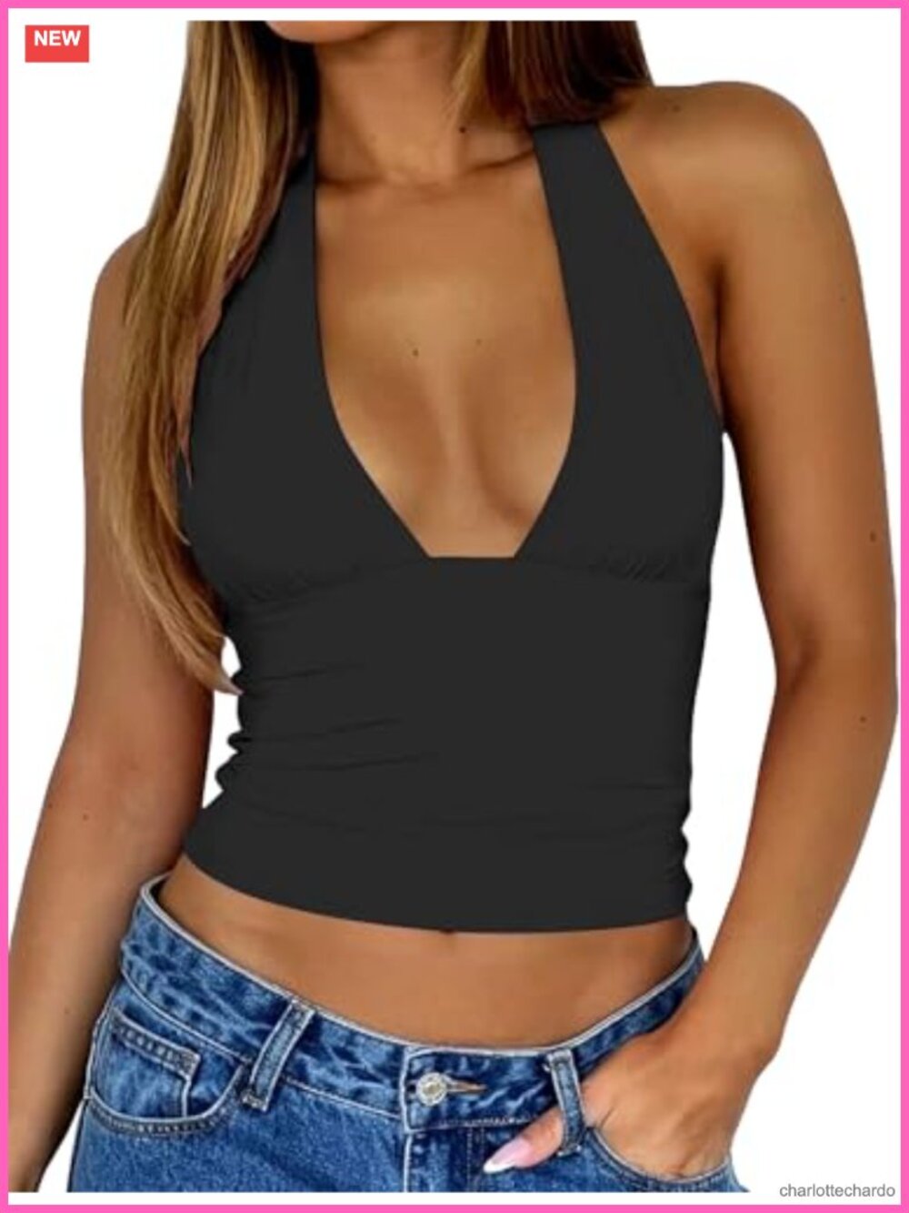 Women's Y2K Halter Crop Tank Top Backless Sleeveless Going Out Top